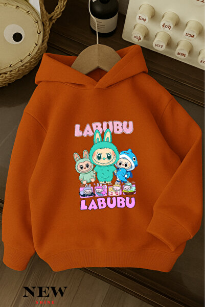 New Shine Labubu Printed Children's Hooded Sweatshirt