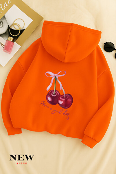 New Shine Cherry Printed Children's Hooded Sweatshirt