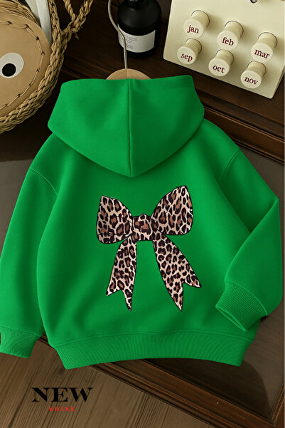 New Shine Hanorac cu glugă pentru copii cu imprimeu cu panglică