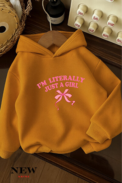 New Shine Παιδικό φούτερ με κουκούλα με στάμπα με κορδέλα