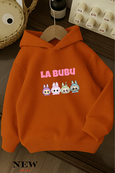 New Shine Labubu Printed Children's Hooded Sweatshirt