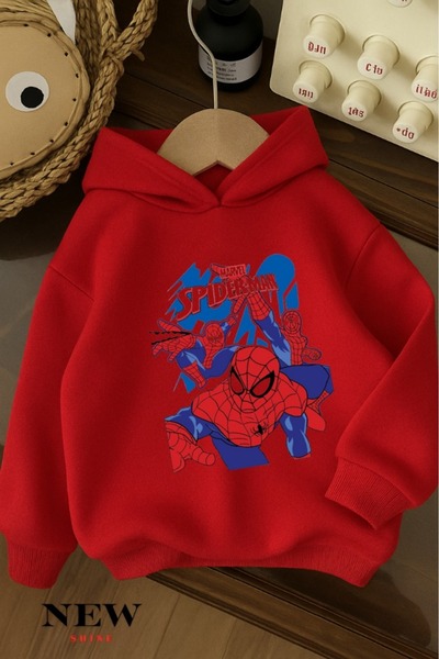 New Shine سويت شيرت بقلنسوة للأطفال مطبوع عليه سبايدر مان