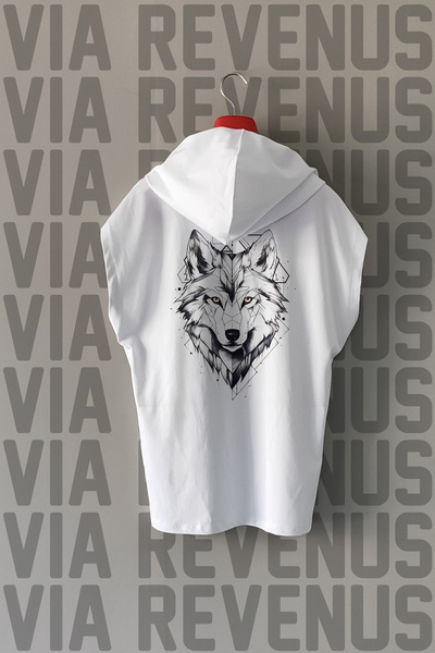 Vordevia Kurt Ön ve Arka Baskılı Sıfır Kollu Kapüşonlu %100 Pamuk Spor Tshirt