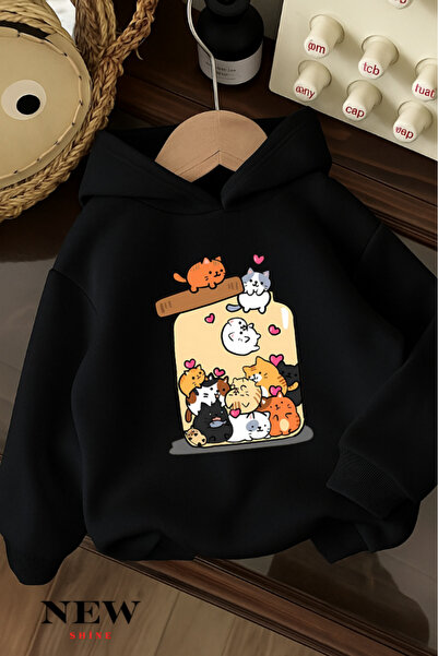 New Shine Hanorac cu glugă pentru copii cu imprimeu Kitten