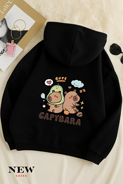 New Shine Hanorac cu glugă pentru copii cu imprimeu Capybara