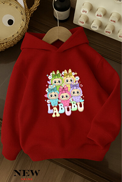 New Shine Labubu Printed Children's Hooded Sweatshirt