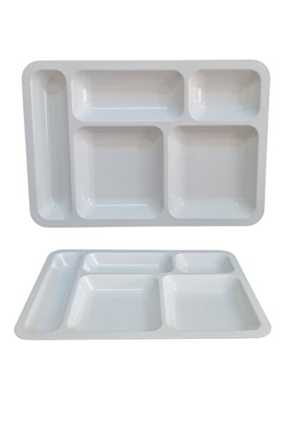 BİODATA %100 Kırılmaz 12'li Melamin 5 Bölmeli Tabldot Yemek Servis Tabağı - 4...