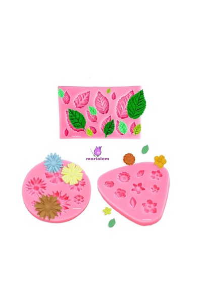 morlalem m 3-Piece Mold Set, Flower Leaf Silicone Mold K-395_K-427_K-547, Sce...