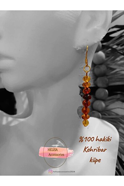 HELİSA ACCESSORİES تصميم خاص، أقراط فولاذية متدلية بألوان مختلطة من العنبر ال...