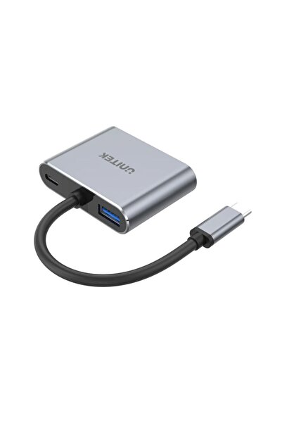 Unitek موزع يو هاب كيو 4 لايت 4 في 1 USB-C - شاشة مزدوجة MST، 4K HDMI وVGA، رمادي فضائي | D1049A