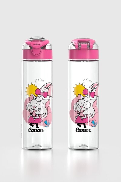 Renga Saga Kral Şakir Patterned 630 ml Tritan Children's Water Bottle 222030 Pink