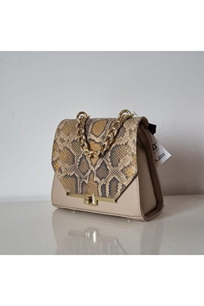 Zea Geanta Mini Chain Piele Naturala Capucino Sarpe