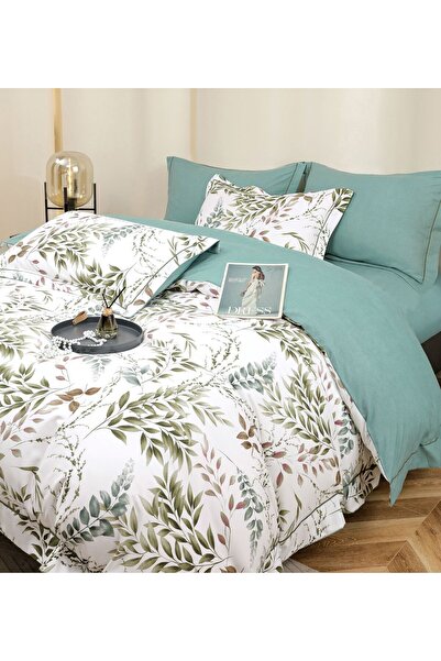 FIONNA.RO Lenjerie Din Bumbac Tip Finet PREMIUM Luxury Cu Elastic - Frunze