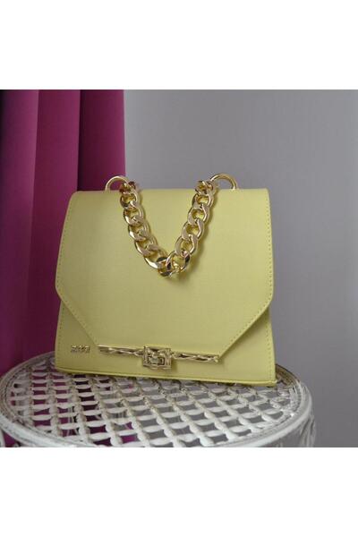 Zea Geanta Mini Chain Piele Naturala Galben Pai