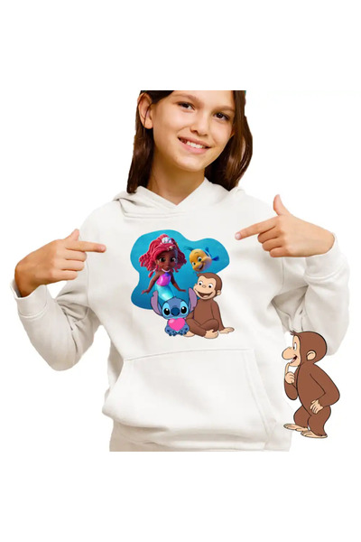 OEM Kids Sweatshirt Girls Curious George Ariel Stitch Monkey Cartoon