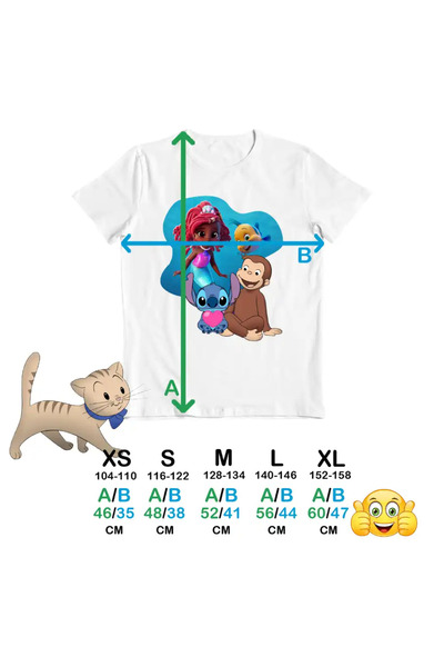 OEM Kids Boys' T-Shirt Curious George Ariel Stitch Monkey Cartoons