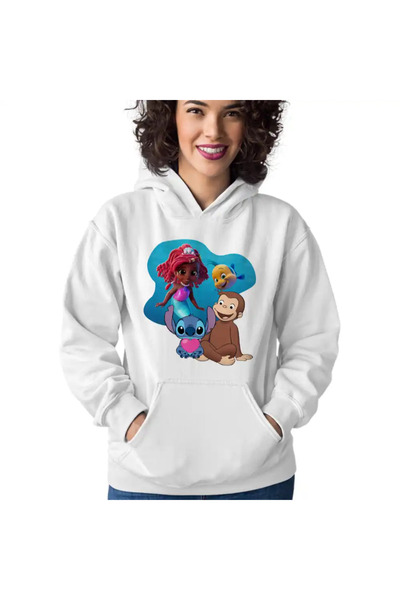 OEM Women's Sweatshirt Curious George Ariel Stitch Monkey Cartoons