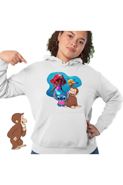 OEM Women's Sweatshirt Curious George Ariel Stitch Monkey Cartoons