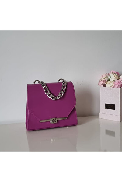 Zea Geanta Mini Chain Magenta Piele naturala