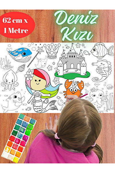 AlpiLeo Deniz Kızı Şatosu 1M Dev Boyama Kağıdı | Eğitici Oyuncak, Kitap, Hediye
