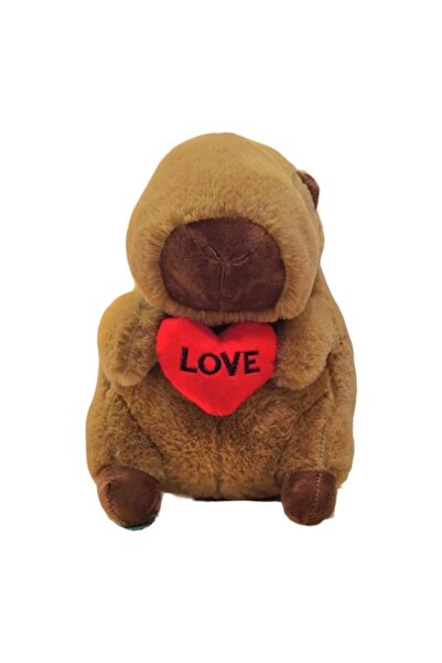 MASHASHOP Plus Capibara cu inimioara, mesaj LOVE, maro, 25 cm