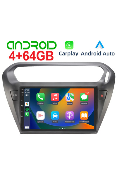 EXVOL PEUGEOT 301 CİTROEN C ELYESE ANDROİD MULTİMEDYA 4GB/64GB CARPLAY HD 9 İNC IPS PARK KAMERASI HEDİYE
