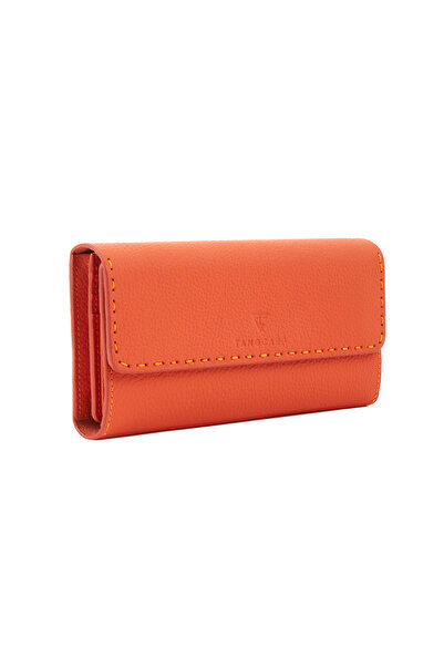 TANGCARF Genuine Leather Women's Wallet, with Phone Compartment |   Icona 3205 Orange