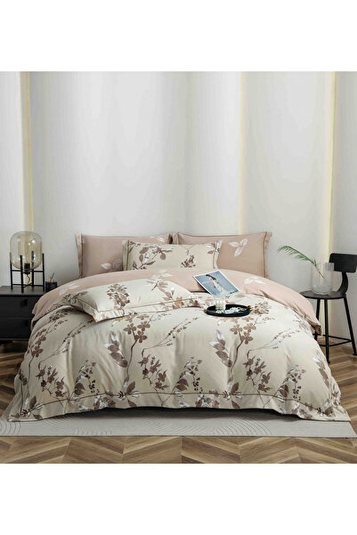 FIONNA.RO Lenjerie Din Bumbac Tip Finet PREMIUM Luxury Cu Elastic - Crengute Bej