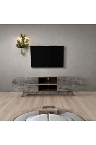 BAITY TV Table Malaysian Wood with 2 Drawers and 2 Shelves, 145 cm
