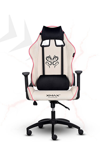 XMAX / Rio Balerion Terletmez Kadife Kumaş Beyaz Gaming Oyuncu Koltuğu / 120 Kg Taşır