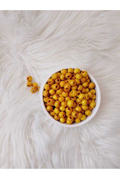 Bevella Macrame Cord 10 мм жълти дървени мъниста 50 г (125-140 броя) 3 мм шир...