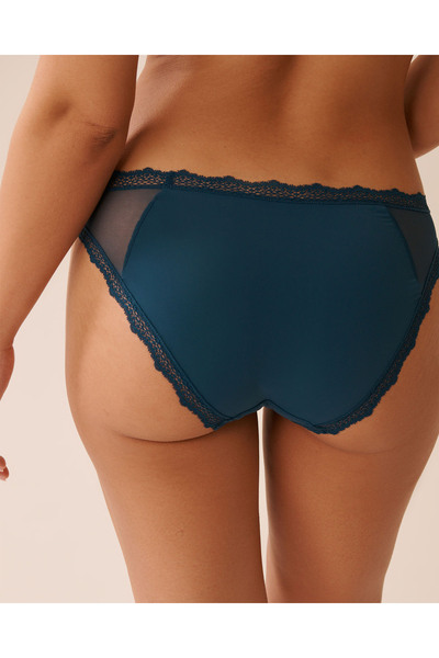 La Vie en Rose Mesh and Lace Trim Bikini Panty