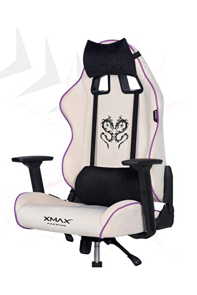 XMAX / Rio Balerion Terletmez Kadife Kumaş Beyaz Gaming Oyuncu Koltuğu / 120 ...