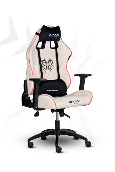 XMAX / Rio Balerion Terletmez Kadife Kumaş Beyaz Gaming Oyuncu Koltuğu / 120 Kg Taşır