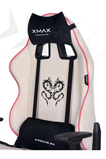 XMAX / Rio Balerion Terletmez Kadife Kumaş Beyaz Gaming Oyuncu Koltuğu / 120 Kg Taşır