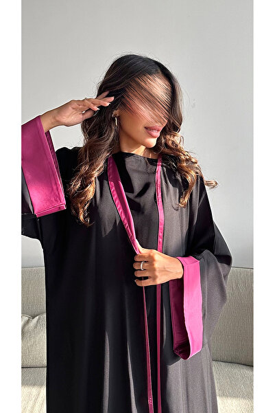 outline Black daily abaya with double-sided fabric