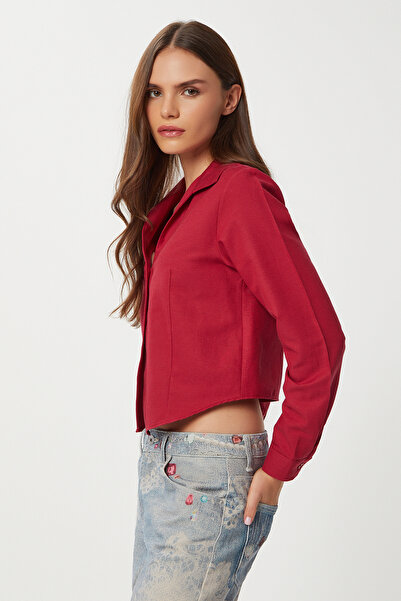 Lovelyİstanbul Vücuda Oturan Oxford Gömlek LGP0024 BORDO