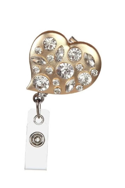 rexa حامل هوية قابل للسحب، بكرة شارة قلب دريسدن، ذهبي