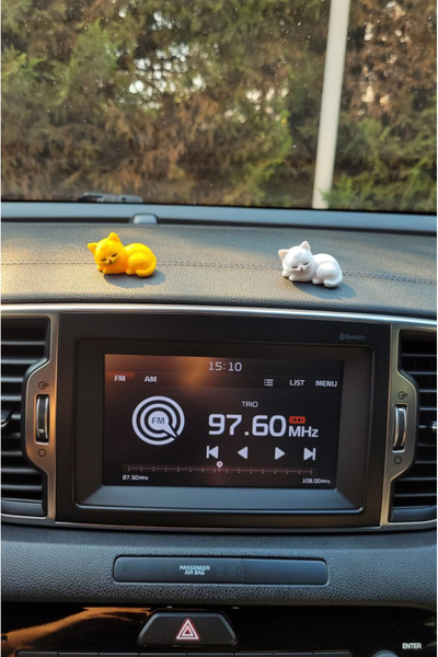 DecoVera 2 Adet Sert Plastik Sarı-Beyaz Sevimli Uyuyan Kedi Araba Süsü, Araba Dekoru, Çalışma Masası Dekoru