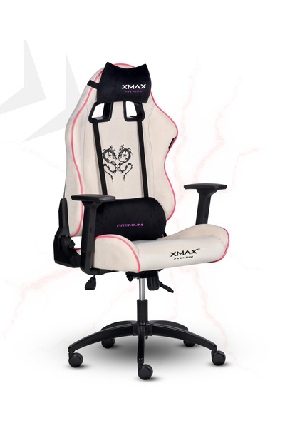 XMAX / Rio Balerion Terletmez Kadife Kumaş Beyaz Gaming Oyuncu Koltuğu / 120 Kg Taşır