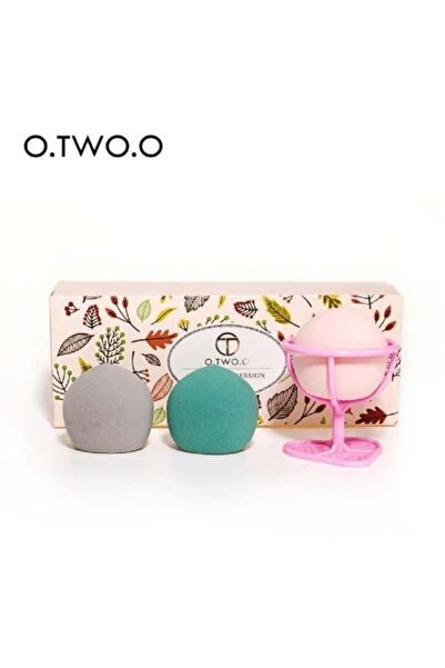 o.two.o مجموعة اسفنجات مكياج مع حامل - 3 قطع