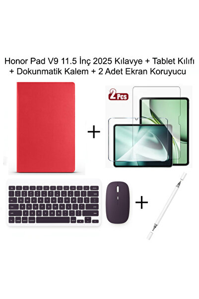 Yesnıce Honor Pad V9 11.5 İnç 2025 Uyumlu Standlı Kılıf Dokunmatik Kalem Ve Klavye Set