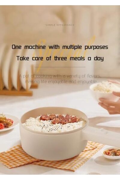 Generic 1.6L Hot Pot With Steamer, Mini Electric Skillet Portable Nonstick Cooker Shabu With Power Adjustmen