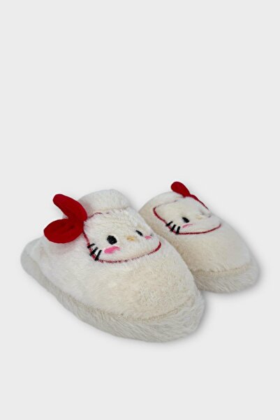 Liger Γυναικείες παντόφλες για το σπίτι που κρατούν ζεστό το χειμώνα με φιγούρα HelloKitty ΛΕΥΚΟ - ΚΟΚΚΙΝΟ