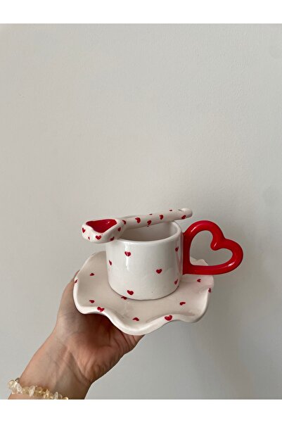 Nouis Handmade Heart-Shaped Set of 3 Ceramic Mugs