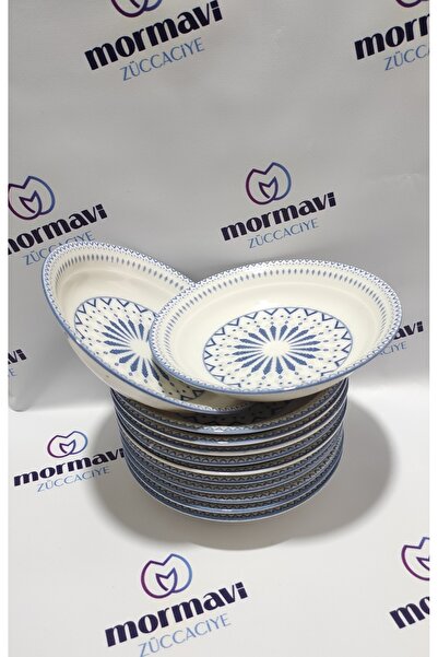 Güral PORSELEN DİJİTAL 12 ADET 19 CM ÇUKUR YEMEK TABAK (1 AD NAPOLİ BIÇAK HEDİYELİ)