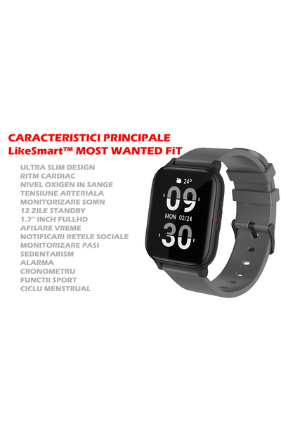 İSP Ceas SmartWatch LikeSmart MostWanted FiT, 1.7" FULL RETINA Display, Ultra Slim, Oximetru SpO2, N
