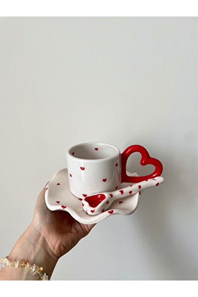 Nouis Handmade Heart-Shaped Set of 3 Ceramic Mugs
