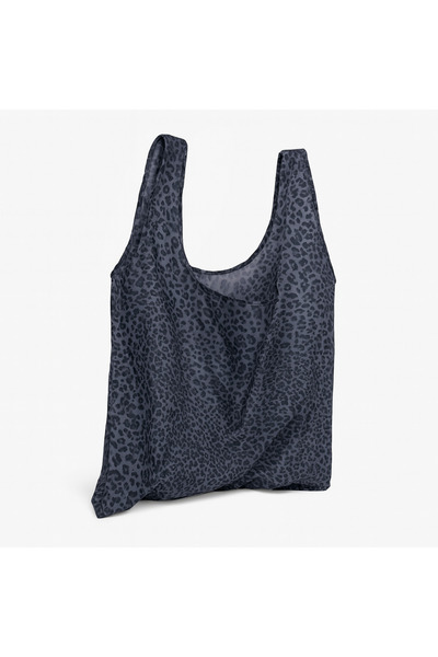 PUREYSMA Siyah Leopar Desenli Katlanabilir Bez Alışveriş Çantası – Suya Dayanıklı, Kılıflı, Taşınabilir