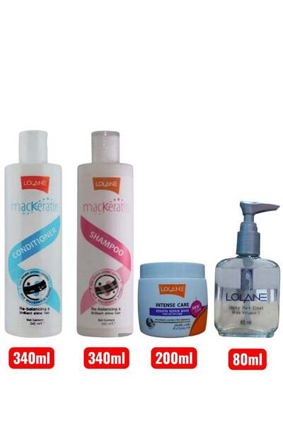 Lolane مجموعة العناية بالشعر بالكيراتين والبروتين (شامبو + بلسم + قناع) وسيرو...